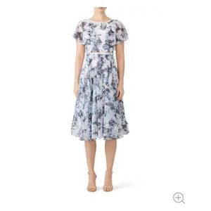 Fame and Partners Floral Midi Dress in White and Blue.